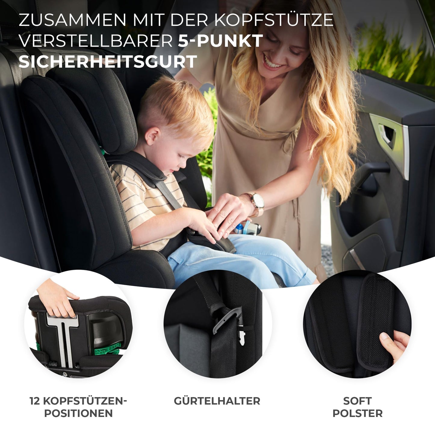 Silla de Coche Kinderkraft Safety Fix 2 i-Size 76-150 cm con ISOFIX – Negro